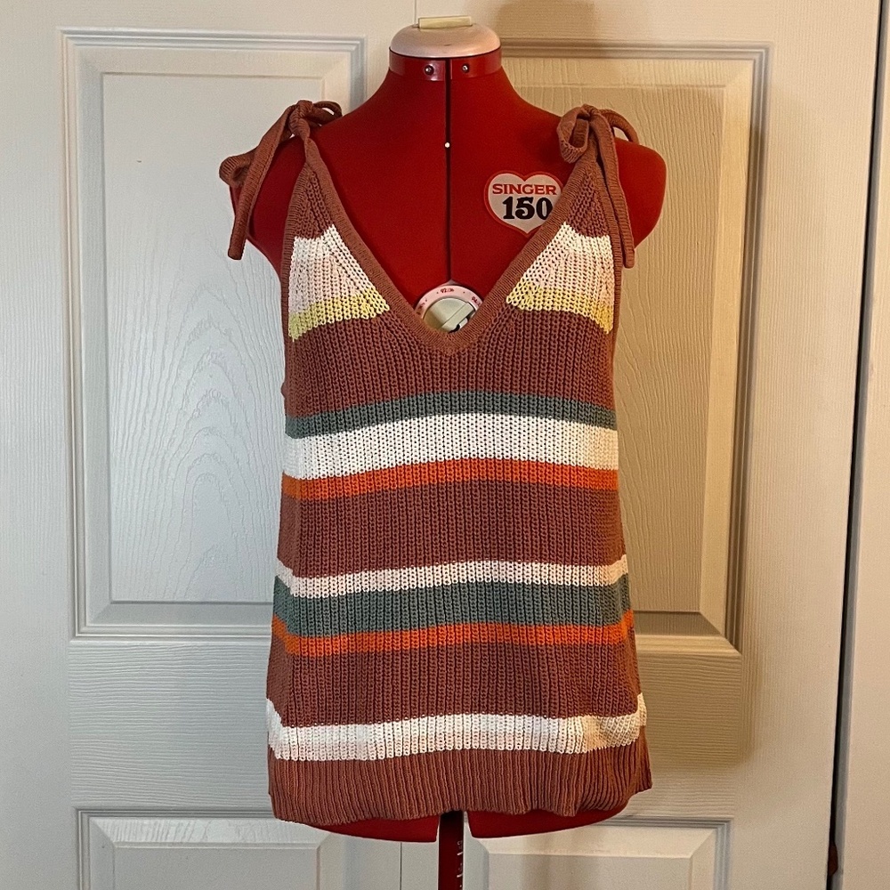 NWT Madewell Striped Grandfield Tie-Strap Sweater Tank size L